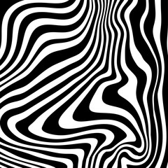 Zebra skin topographic backgrounds and textures with abstract art creations, random black and white waves line background. retro psychedelic style and Groovy hippie 70s background