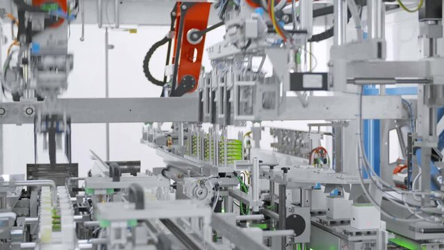 Automated machine. Robotic equipment. Pharmaceutical factory. - Powered by Adobe