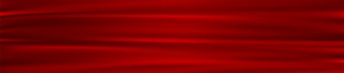 Red fabric texture, satin cloth background, wavy drapery backdrop, elegant luxury textile material. Vector illustration.