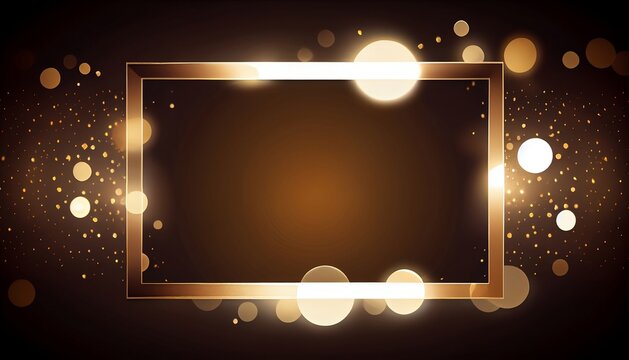A golden bokeh frame with circular and hexagonal-shaped lights that create an elegant and inviting atmosphere. The blank center allows for customization and makes it perfect for graphic design
