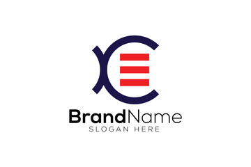 Letter e c logo design template