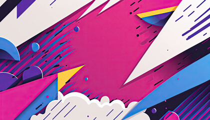 Trendy 90s style background, Memphis, Generative AI