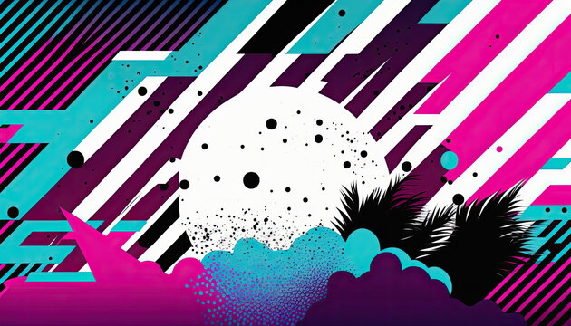 Trendy 90s style background, Memphis, Generative AI