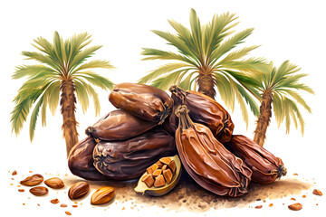 Dried palm fruits or kurma for ramadan food. Generative AI