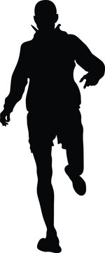 recommend clip art: male runner running downhill black silhouette