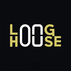 Long House Logo Concept. Typography Lettering.