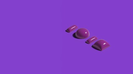 Purple Easter eggs on purple background. 3d render illustration.