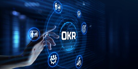 OKR Objectives key results business finance technology concept.