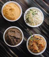 Assorted of oriental food, mezze top view