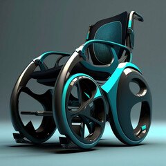 wheel of the car, 3d rendered illustration of a car, power chair, movable chair, wheelchair for aging or disability people, healthcare, mobility device by Generative AI.