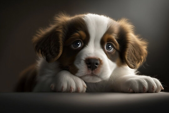 cute puppy dog created with Generative AI technology