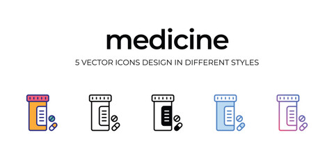 medicine Icon Design in Five style with Editable Stroke. Line, Solid, Flat Line, Duo Tone Color, and Color Gradient Line. Suitable for Web Page, Mobile App, UI, UX and GUI design.