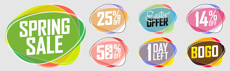 Sale banners design template, set discount tags, great promotion, vector illustration