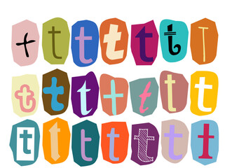 Alphabet t- Ransom note Animation paper cut on green screen