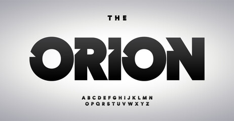 Cutout alphabet, bold geometric letters, unusual minimalist font for automotive, sport, fashion, technology logo, emphasis headline, contemporary typography, modern typographic design. Vector typeset