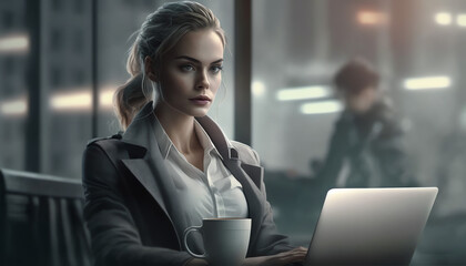 woman working on laptop