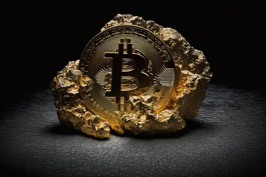 bitcoin, gold bucket, golden nugget, coin, money, generative ai, dark studio, studio photography, bitcoin money, bitcoin mining, finance, future money, bitcoin is the future, currency, cash, bank, one