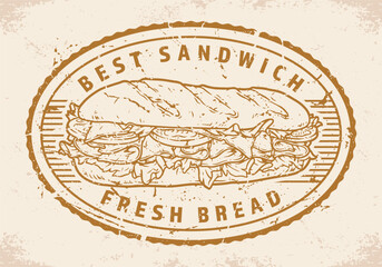 Fresh sandwich vintage monochrome label