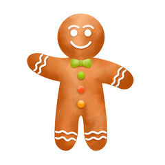 Obraz premium gingerbread man christmas cookies watercolor painting clipart
