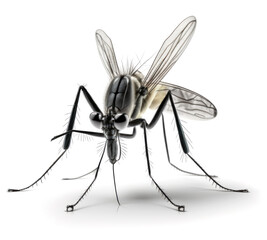 macro shot of Mosquito isolated on white background. Closeup of Mosquito insect. Generative AI
