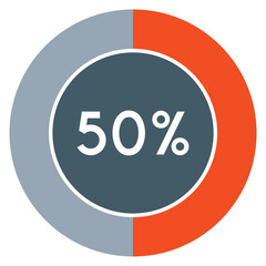 50 percent,circle percentage diagram template vector.