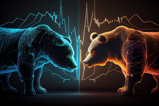 Bear, Bearish concept of stock market exchange, Generative AI