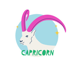 Capricorn zodiac sign. The tenth symbol of the horoscope. Astrological sign of those born in January. Vector illustration for design.