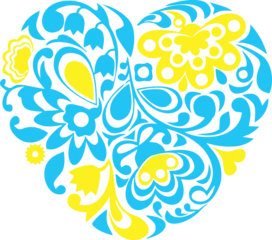 Foto auf Acrylglas Ornate vector heart in line art style. Elegant element for logo design. Lace floral illustration for wedding invitations, greeting cards, Valentines cards. Light outline pattern. Heart of Ukraine © Svetlana