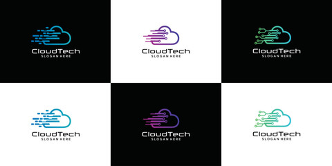 Technology cloud, technology Premium logo design outline icon outline idea design