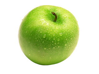 Green apple with drops isolated