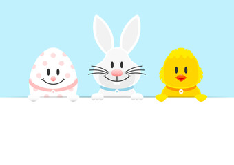 Osterei, Weißer Osterhase & Küken Karte Himmel