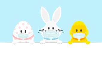 Osterei, Weißer Osterhase & Küken Maske Karte Himmel