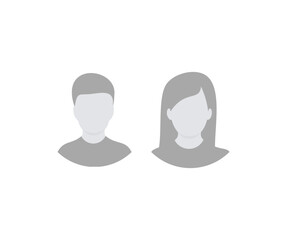 Fototapeta premium Avatar icons. Man head silhouette. Woman head silhouette. Male and female avatar profile sign. People silhouette vector design and illustration. 