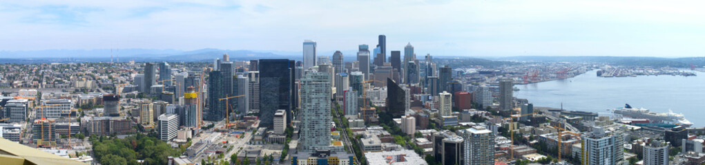 panoramic view of Seattle, USA - obrazy, fototapety, plakaty