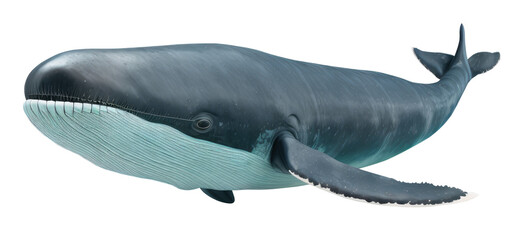 Blue whale isolated on transparent background. Generative AI - obrazy, fototapety, plakaty