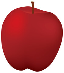 Red apple, healthy fruit, graphic element design on white background.