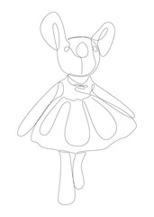 One continuous line of Girl Mouse. Thin Line Illustration vector concept. Contour Drawing Creative ideas.