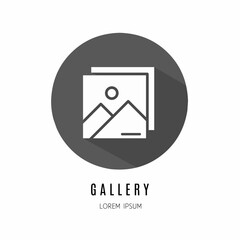 Gallery logo. Illustration of gallery in flat. Stock vector.