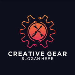 Gear logo design vector template, creative Gear technology, factory logo, industry