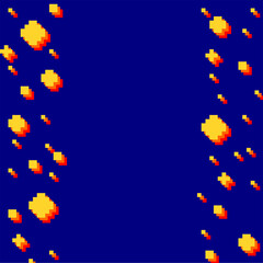 Abstract High Contrast Pixel Dot Frame, Blue Background