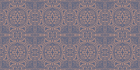 Fototapeta na wymiar Illustration of seamless floral background in vintage style. Unique toned witg wall decoration.