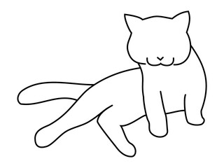 寝そべってこちらを気にしている猫のシルエット（白）