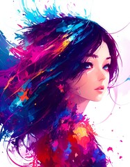 Fototapeta premium girl in digital painting 