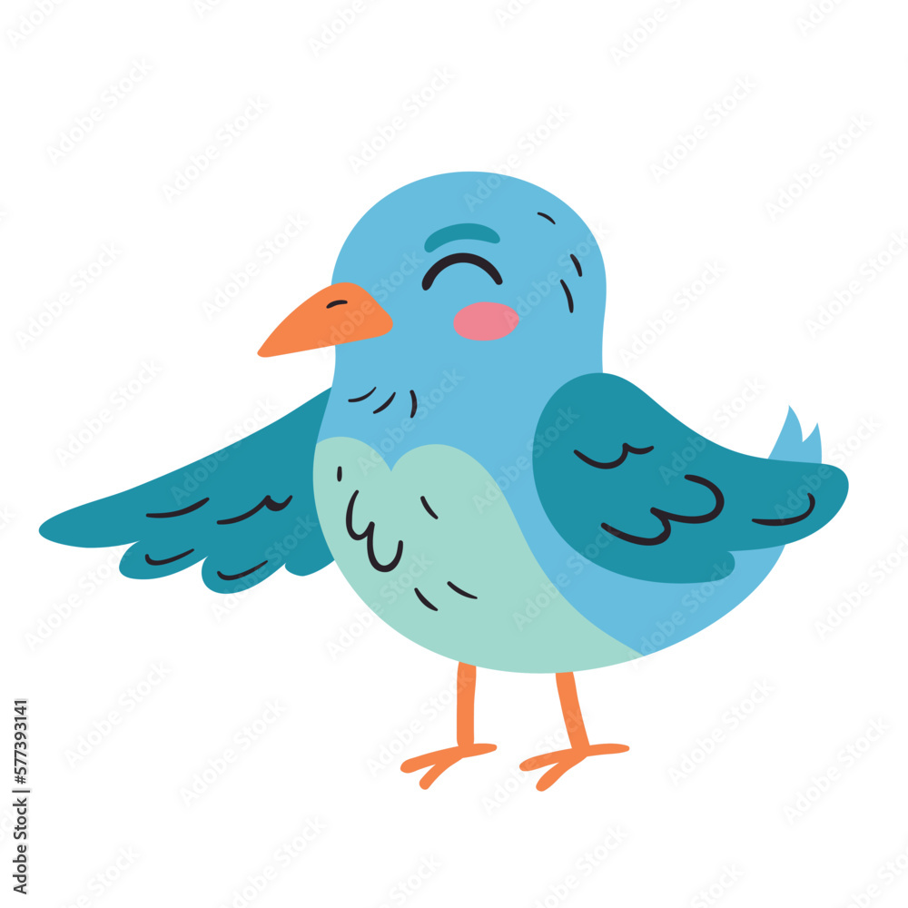 Poster cute blue bird animal