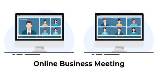 People connecting together, Online business meeting flat vector illustration concept for landing page, web banner, applications