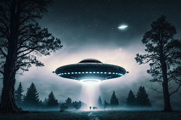 ufo in the background created with Generative AI technology