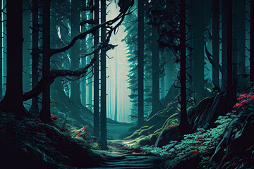 Fototapeta premium forest created with Generative AI technology