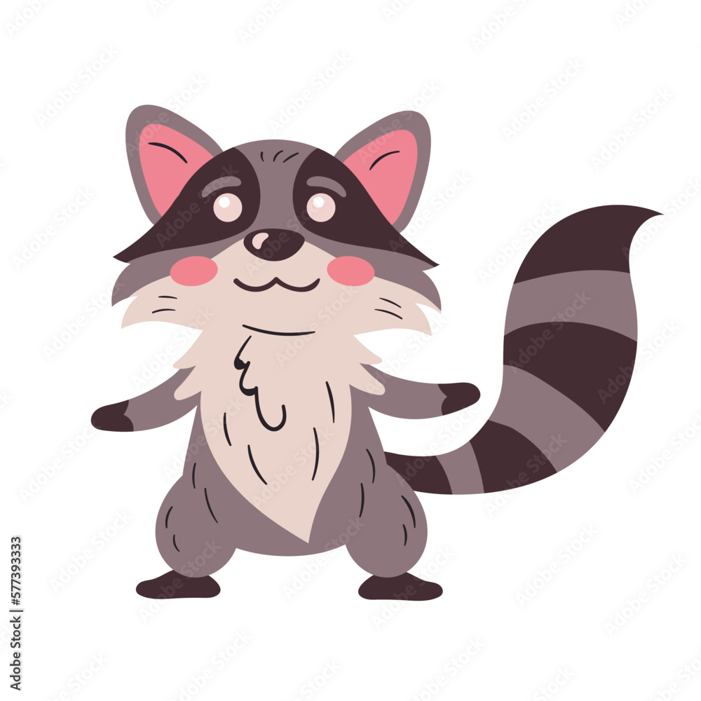 Poster cute raccoon animal