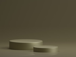 3d render luxury podium pedestal on gold grey background