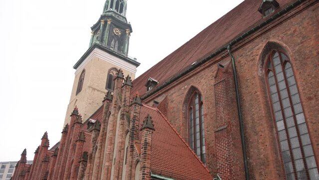 parish church, Gothic style, Marienkirche. The Church of St Mary in Berlin is the oldest urban parish church still in use in Berlin on the Alexanderplatz square, St Mary's Church Marienkirche.